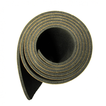 Load image into Gallery viewer, Side view of a cork exercise mat rolled up to show thickness