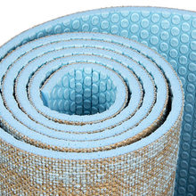 Load image into Gallery viewer, Cyan extra-long, extra-firm jute exercise mat closeup