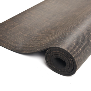 Black jute exercise mat rolled up 